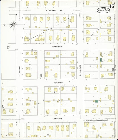 Sanborn Fire Insurance Map from Mason City, Cerro Gordo County, Iowa (1909), Sheet #0015 - Historic Sanborn Fire Insurance Map Print