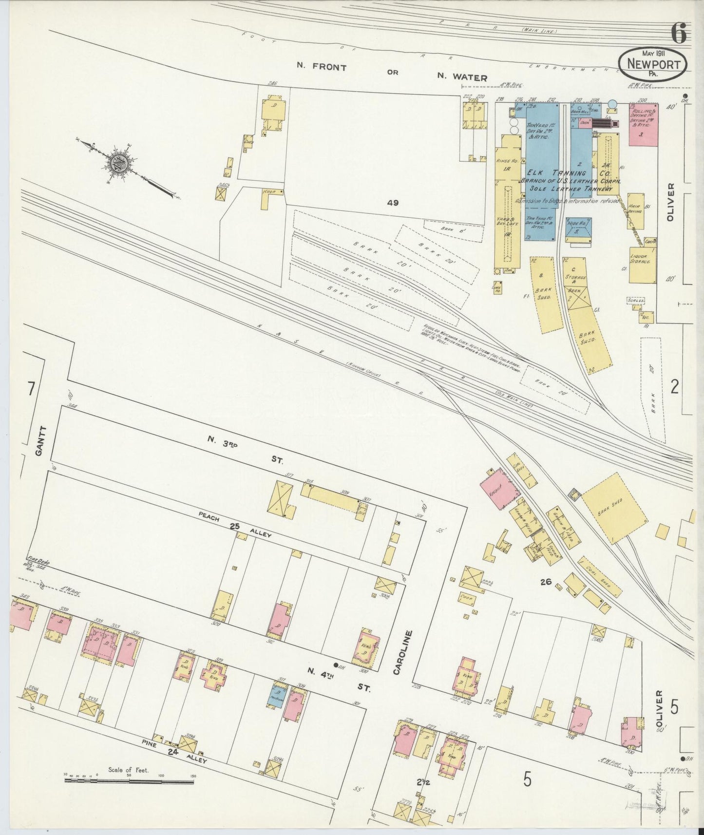Sanborn Fire Insurance Map from Newport, Perry County, Pennsylvania (1911), Sheet #0006 - Complete Map Set gallery image, historic Sanborn map, vintage wall art, Pennsylvania Pennsylvania