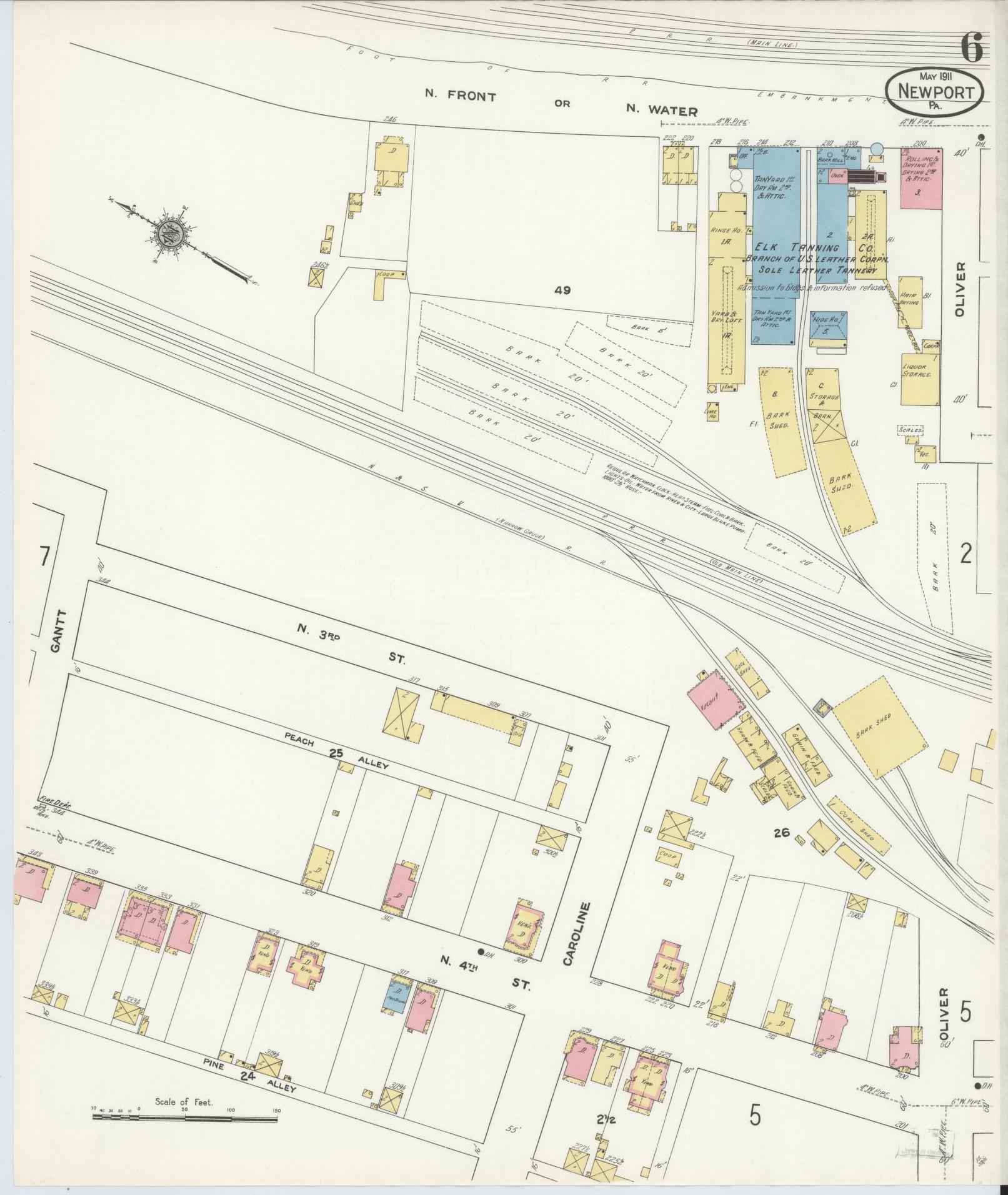 Sanborn Fire Insurance Map from Newport, Perry County, Pennsylvania (1911), Sheet #0006 - Complete Map Set gallery image, historic Sanborn map, vintage wall art, Pennsylvania Pennsylvania