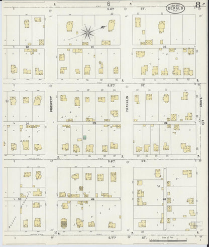 Sanborn Fire Insurance Map from De Kalb, De Kalb County, Illinois (1897), Sheet #0008 - Complete Map Set gallery image, historic Sanborn map, vintage wall art, Illinois Illinois