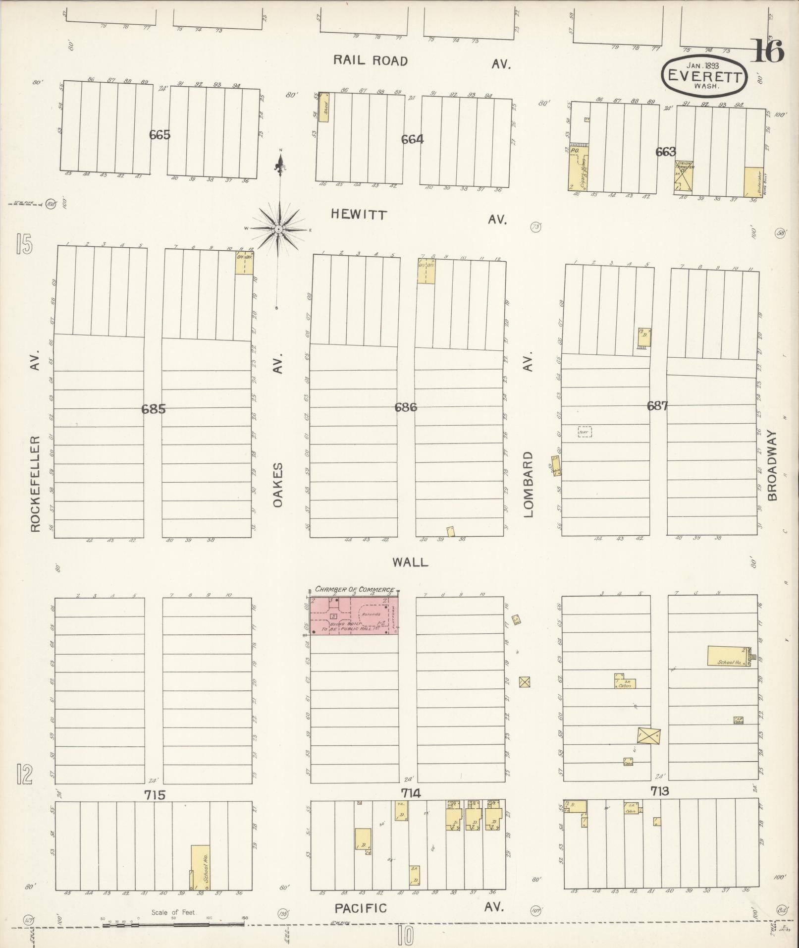 Sanborn Fire Insurance Map from Everett, Snohomish County, Washington (1893), Sheet #0015 - Historic Sanborn Fire Insurance Map Print, vintage old map wall art, antique decor, genealogy gift, Washington Washington map