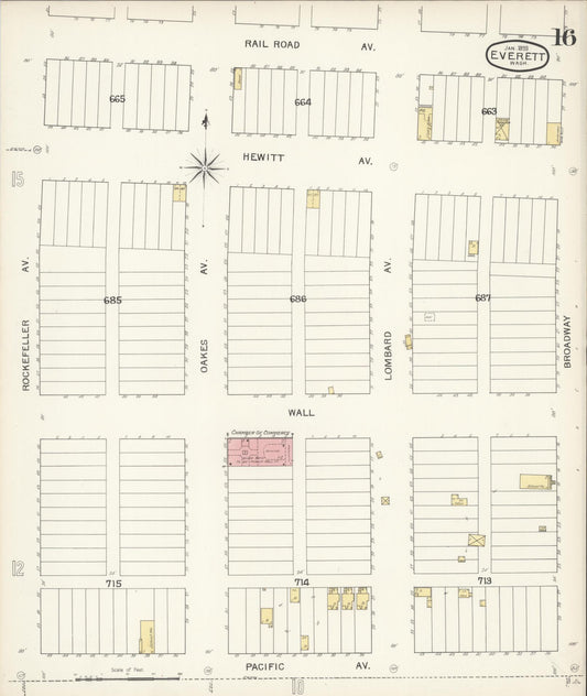 Sanborn Fire Insurance Map from Everett, Snohomish County, Washington (1893), Sheet #0015 - Historic Sanborn Fire Insurance Map Print, vintage old map wall art, antique decor, genealogy gift, Washington Washington map