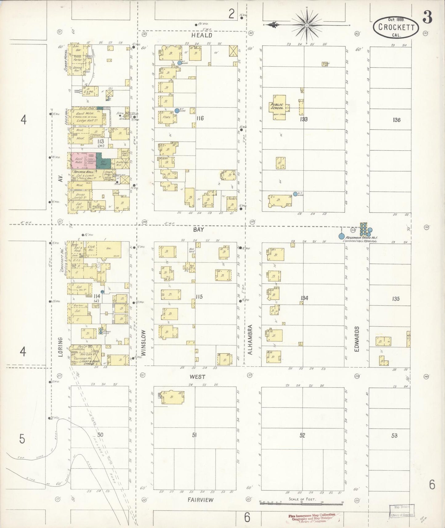Sanborn Fire Insurance Map from Crockett, Contra Costa County, California (1899), Sheet #0003 - Complete Map Set gallery image, historic Sanborn map, vintage wall art, California California