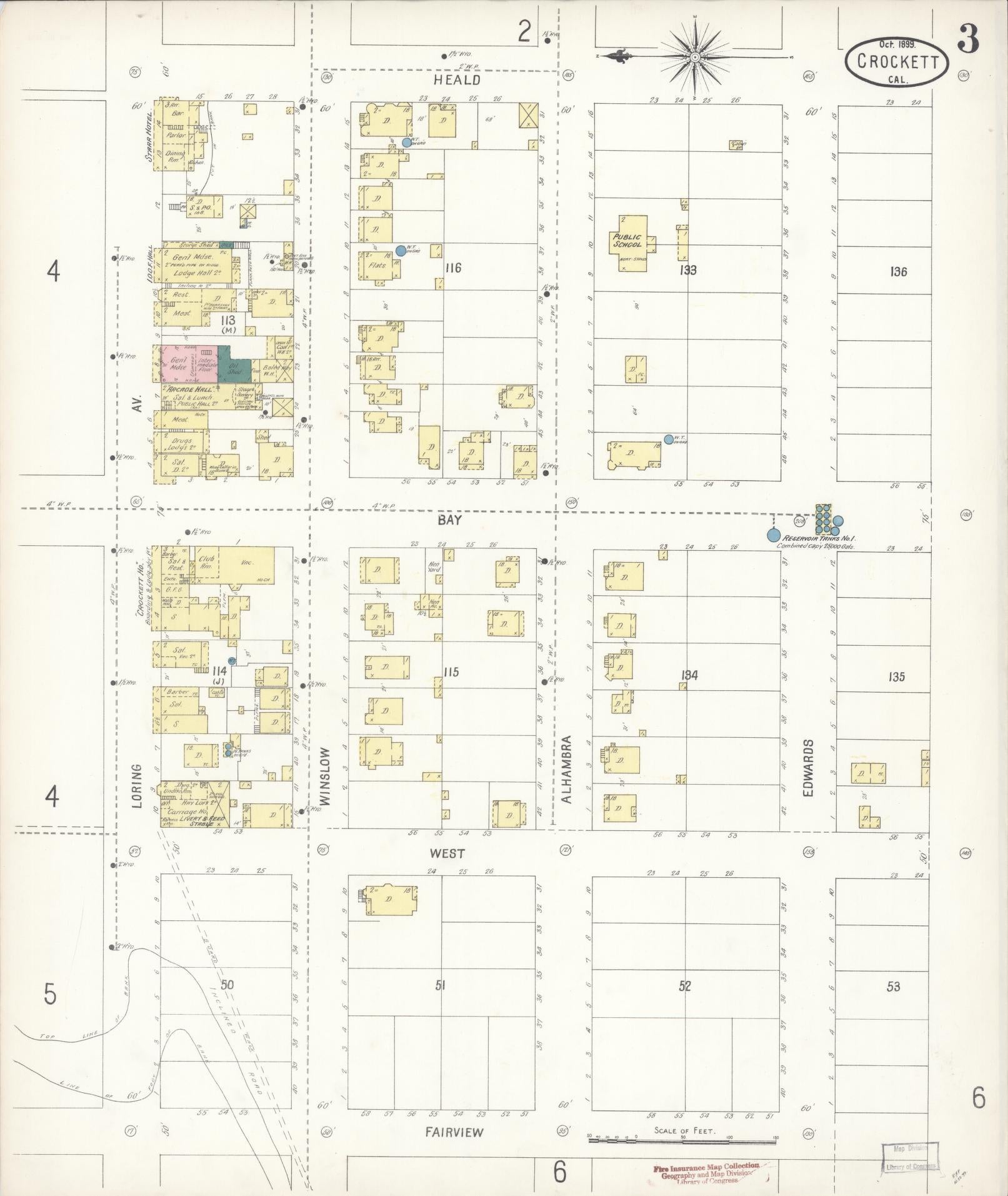 Sanborn Fire Insurance Map from Crockett, Contra Costa County, California (1899), Sheet #0003 - Complete Map Set gallery image, historic Sanborn map, vintage wall art, California California
