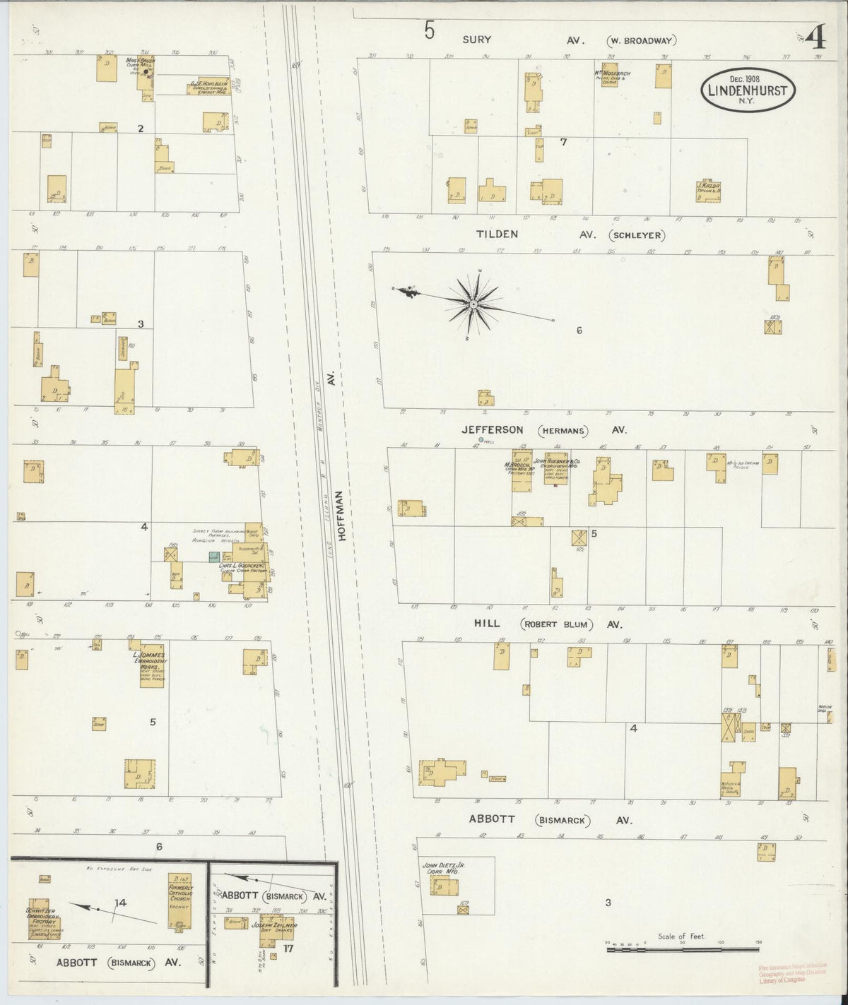 Sanborn Fire Insurance Map from Lindenhurst, Suffolk County, New York (1908), Sheet #0004 - Complete Map Set gallery image, historic Sanborn map, vintage wall art, New York New York
