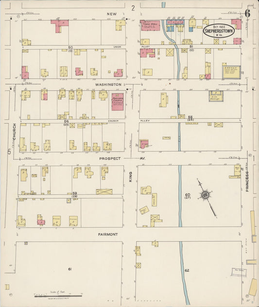 Sanborn Fire Insurance Map from Shepherdstown, Jefferson County, West Virginia (1922), Sheet #0006 - Historic Sanborn Fire Insurance Map Print, vintage old map wall art, antique decor, genealogy gift, West Virginia West Virginia map