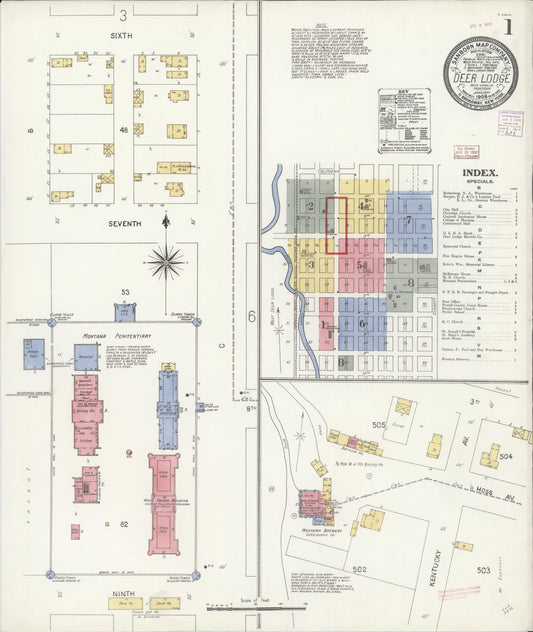 Sanborn Fire Insurance Map from Deer Lodge, Powell County, Montana (1908), Sheet #0001 - Complete Map Set gallery image, historic Sanborn map, vintage wall art, Montana Montana