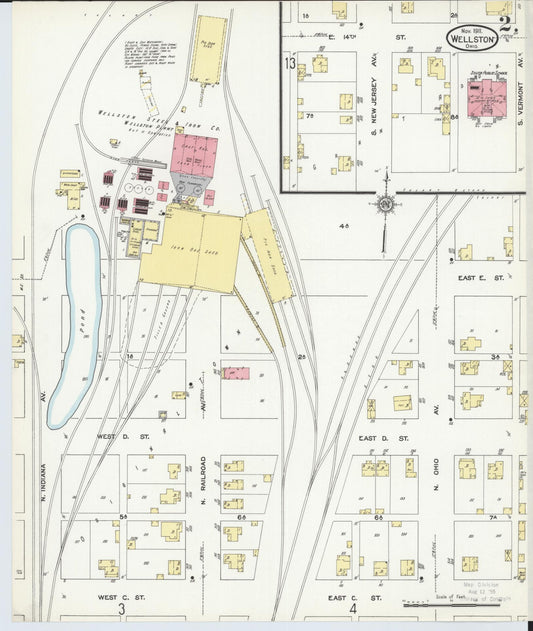 Sanborn Fire Insurance Map from Wellston, Jackson County, Ohio (1911), Sheet #0002 - Historic Sanborn Fire Insurance Map Print, vintage old map wall art, antique decor, genealogy gift, Ohio Ohio map
