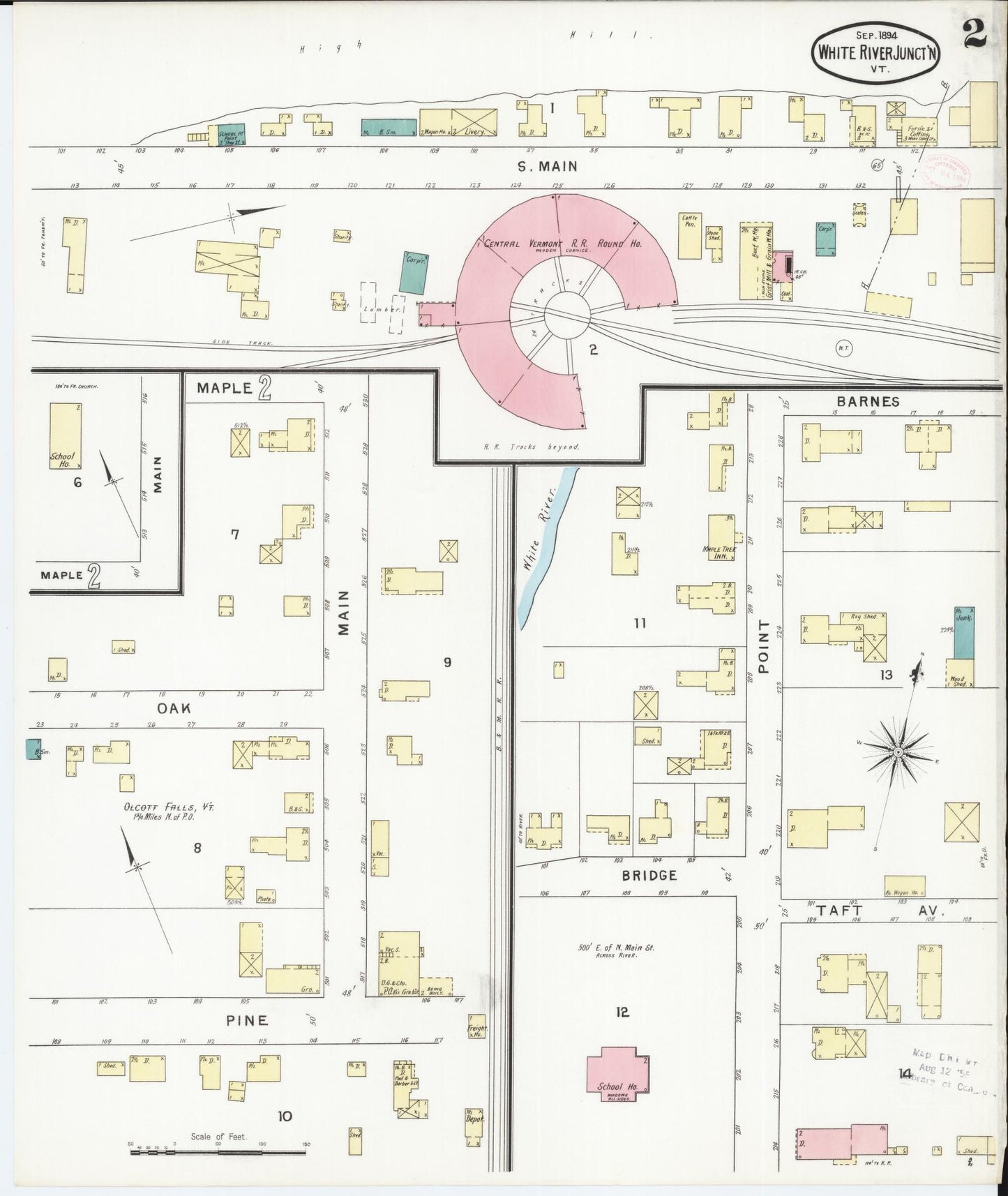Sanborn Fire Insurance Map from White River Junction, Windsor County, Vermont (1894), Sheet #0002 - Complete Map Set gallery image, historic Sanborn map, vintage wall art, Vermont Vermont