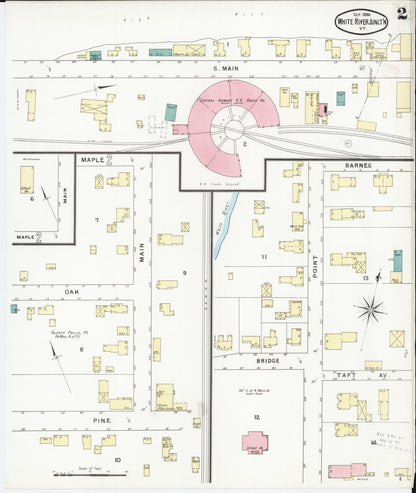 Sanborn Fire Insurance Map from White River Junction, Windsor County, Vermont (1894), Sheet #0002 - Complete Map Set gallery image, historic Sanborn map, vintage wall art, Vermont Vermont