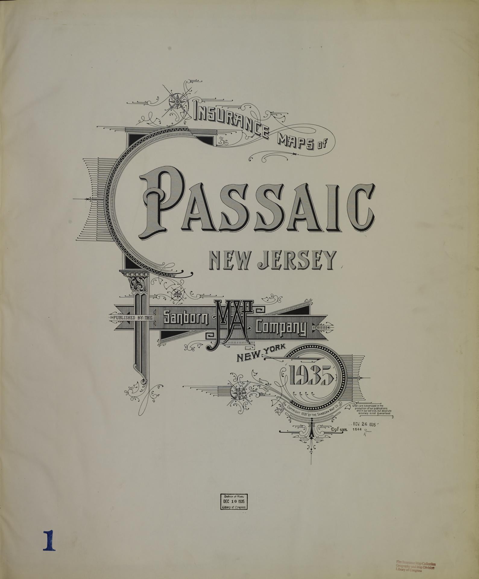 Sanborn Fire Insurance Map from Passaic, Passaic County, New Jersey. (1935) – Historic Sanborn Fire Insurance Map Print
