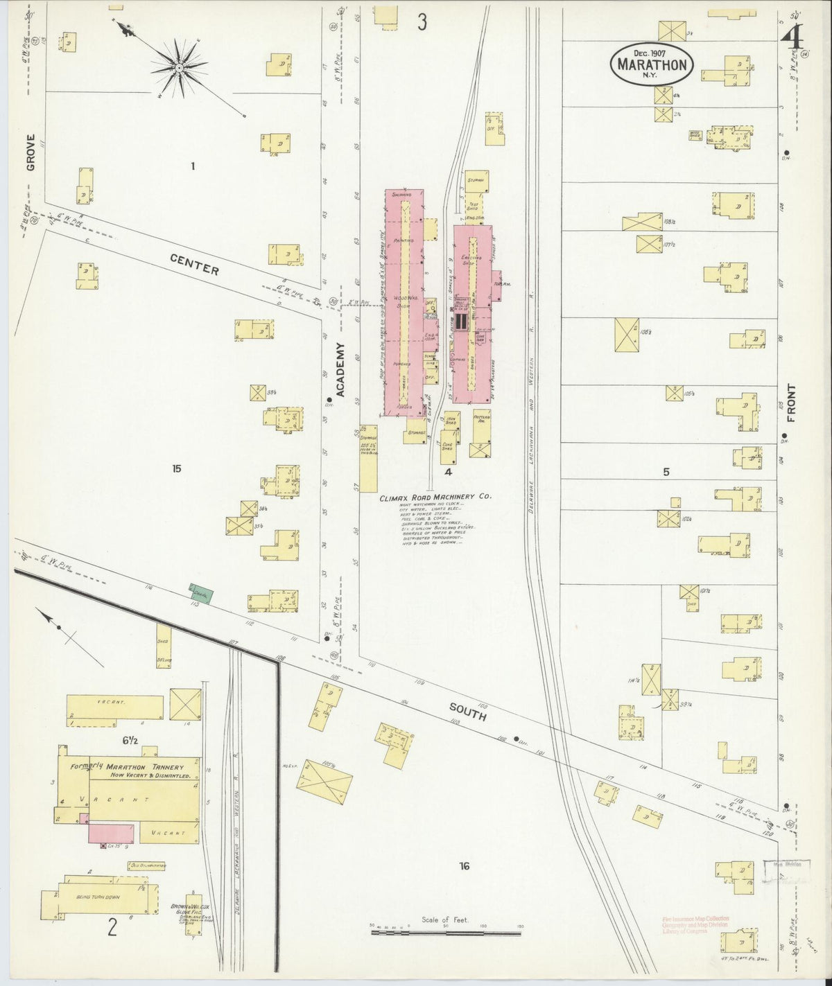 Sanborn Fire Insurance Map from Marathon, Cortland County, New York (1907), Sheet #0004 - Complete Map Set gallery image, historic Sanborn map, vintage wall art, New York New York
