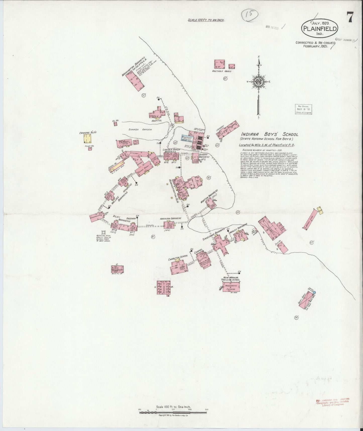 Sanborn Fire Insurance Map from Plainfield, Hendricks County, Indiana. (1921) – Historic Sanborn Fire Insurance Map Print