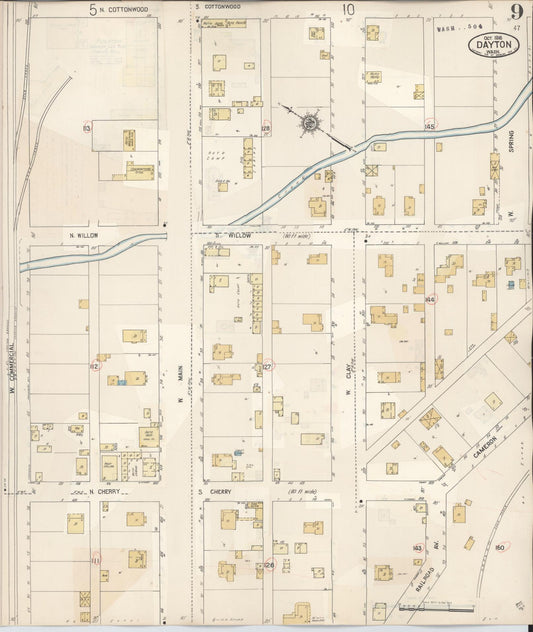 Sanborn Fire Insurance Map from Dayton, Columbia County, Washington (1943), Sheet #0009 - Historic Sanborn Fire Insurance Map Print, vintage old map wall art, antique decor, genealogy gift, Washington Washington map