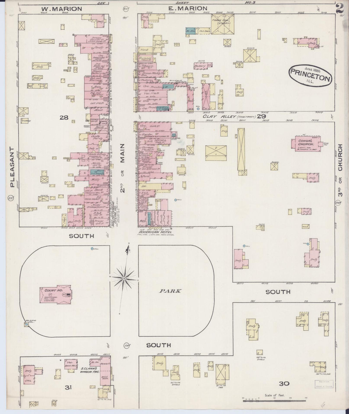 Sanborn Fire Insurance Map from Princeton, Bureau County, Illinois (1885), Sheet #0002 - Historic Sanborn Fire Insurance Map Print, vintage old map wall art, antique decor, genealogy gift, Illinois Illinois map