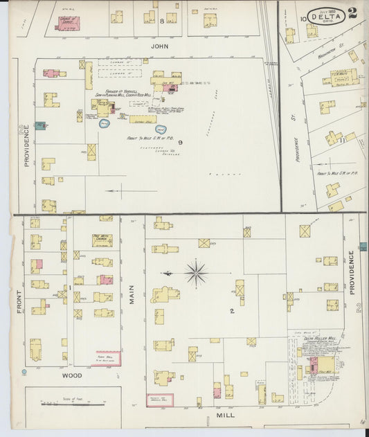 Sanborn Fire Insurance Map from Delta, Fulton County, Ohio (1893), Sheet #0002 - Historic Sanborn Fire Insurance Map Print, vintage old map wall art, antique decor, genealogy gift, Ohio Ohio map