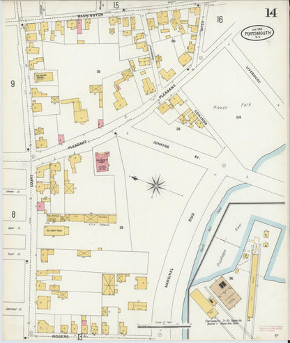 Sanborn Fire Insurance Map from Portsmouth, Rockingham County, New Hampshire (1904), Sheet #0014 - Complete Map Set gallery image, historic Sanborn map, vintage wall art, New Hampshire New Hampshire