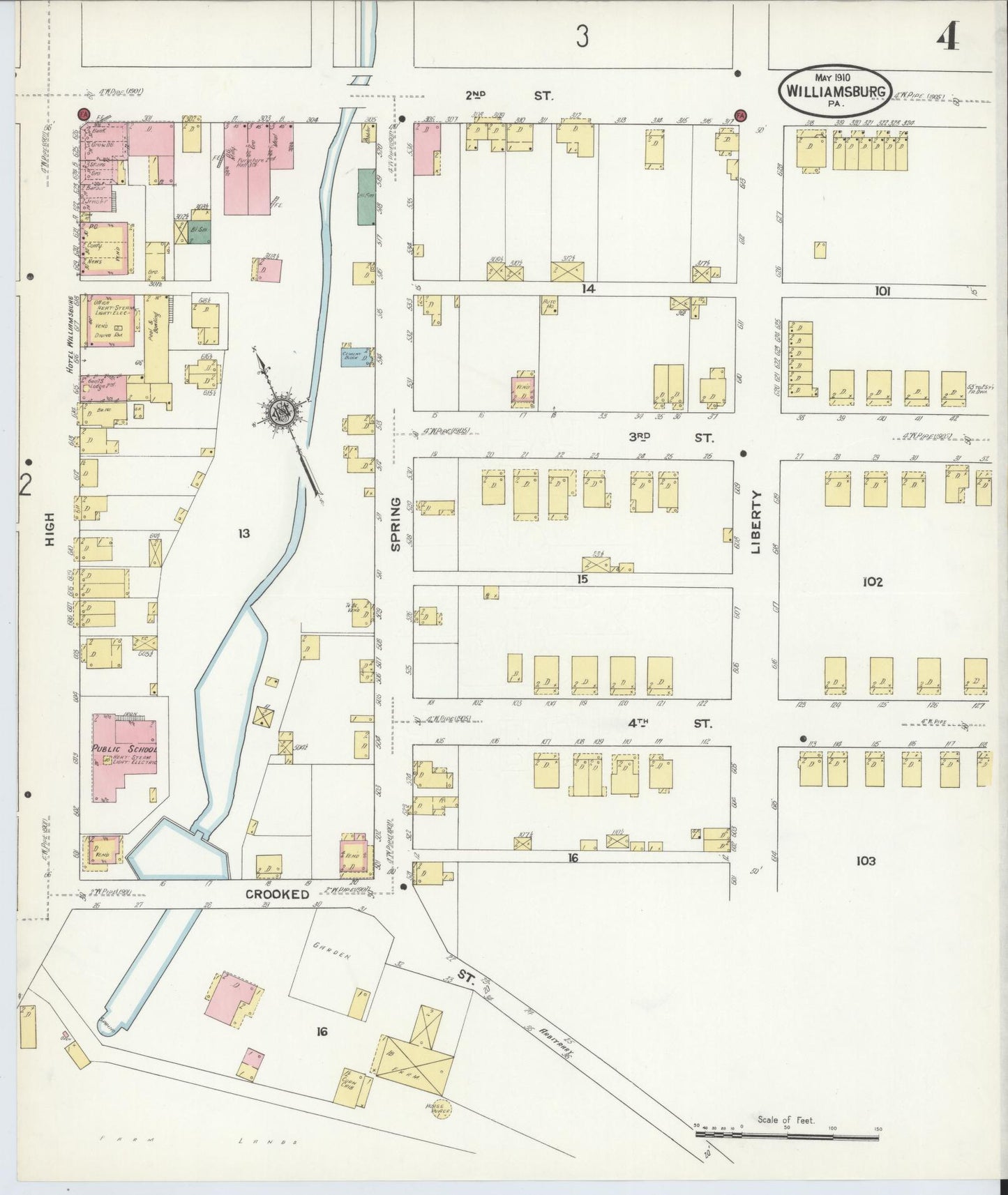 Sanborn Fire Insurance Map from Williamsburg, Blair County, Pennsylvania (1910), Sheet #0004 - Complete Map Set gallery image, historic Sanborn map, vintage wall art, Pennsylvania Pennsylvania