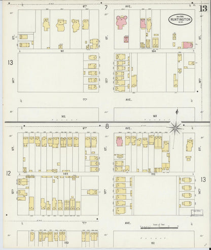 Sanborn Fire Insurance Map from Huntington, Cabell County, West Virginia (1898), Sheet #0013 - Complete Map Set gallery image, historic Sanborn map, vintage wall art, West Virginia West Virginia