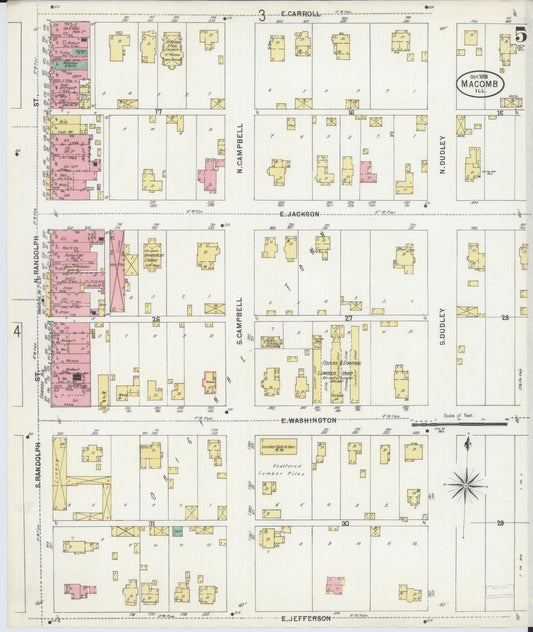 Sanborn Fire Insurance Map from Macomb, Mcdonough County, Illinois (1898), Sheet #0005 - Historic Sanborn Fire Insurance Map Print, vintage old map wall art, antique decor, genealogy gift, Illinois Illinois map