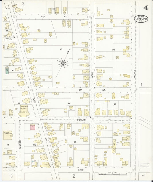 Sanborn Fire Insurance Map from Seaford, Sussex County, Delaware (1904), Sheet #0004 - Historic Sanborn Fire Insurance Map Print, vintage old map wall art, antique decor, genealogy gift, Delaware Delaware map