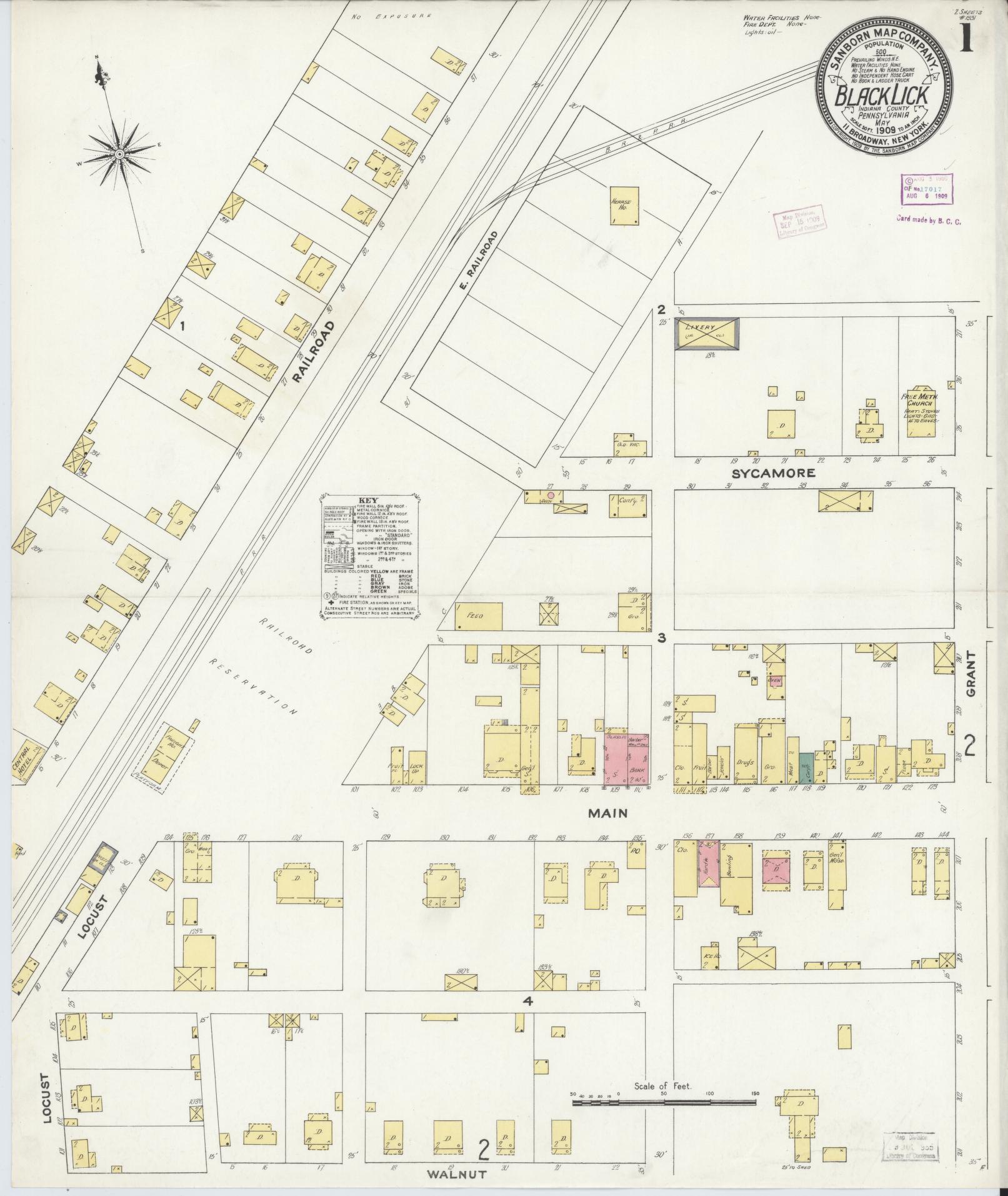 Sanborn Fire Insurance Map from Black Lick, Indiana County, Pennsylvania (1909), Sheet #0001 - Complete Map Set gallery image, historic Sanborn map, vintage wall art, Black Lick Indiana