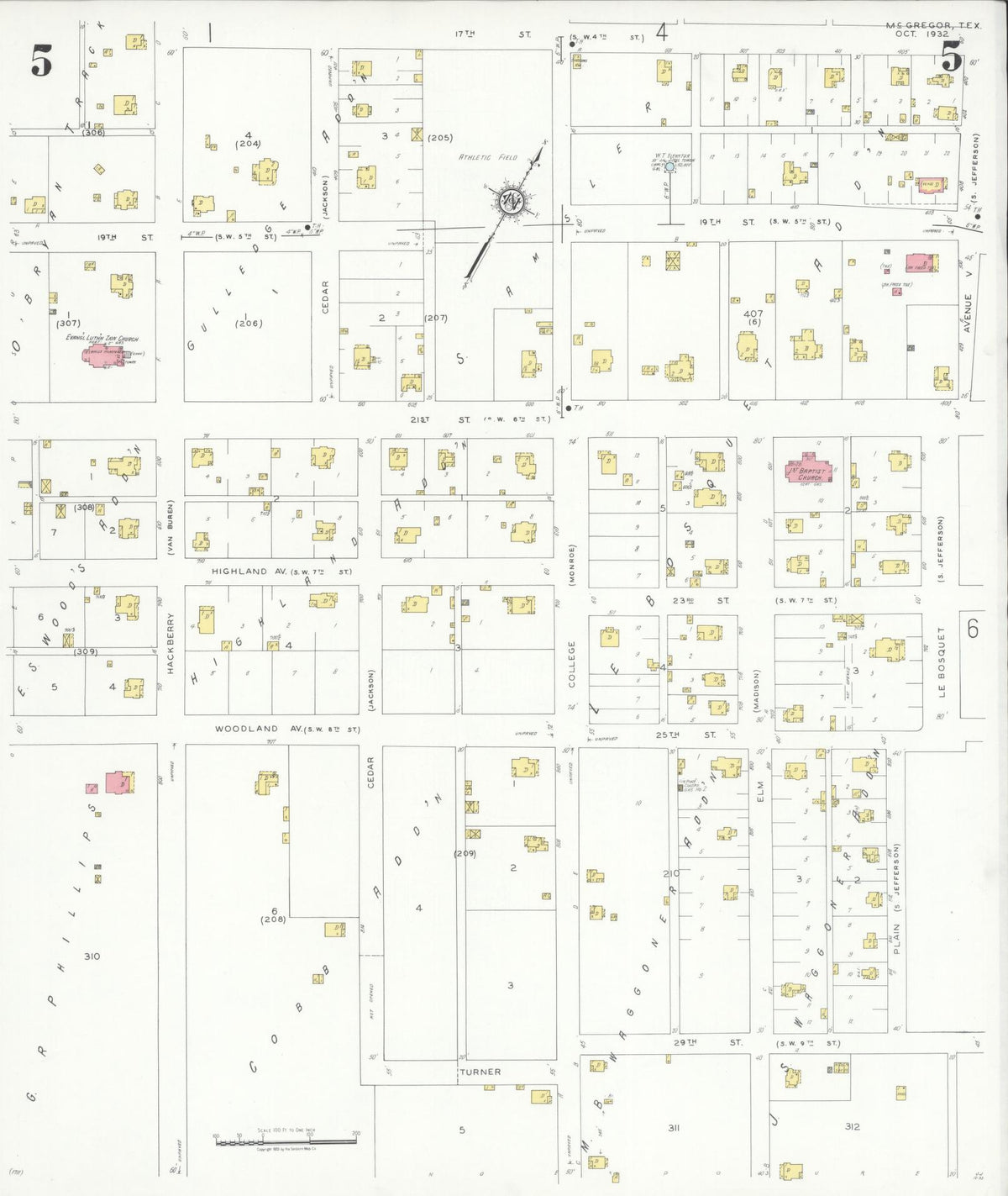 Sanborn Fire Insurance Map from McGregor, McLennan County, Texas (1932), Sheet #0005 - Complete Map Set gallery image, historic Sanborn map, vintage wall art, Texas Texas