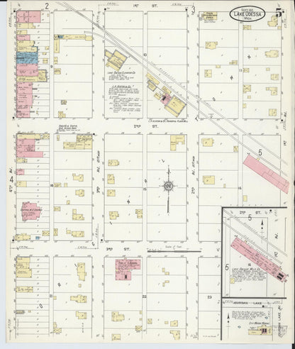Sanborn Fire Insurance Map from Lake Odessa, Ionia County, Michigan (1912), Sheet #0005 - Historic Sanborn Fire Insurance Map Print, vintage old map wall art, antique decor, genealogy gift, Michigan Michigan map