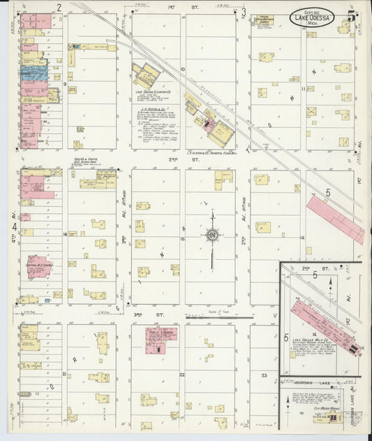 Sanborn Fire Insurance Map from Lake Odessa, Ionia County, Michigan (1912), Sheet #0005 - Historic Sanborn Fire Insurance Map Print, vintage old map wall art, antique decor, genealogy gift, Michigan Michigan map