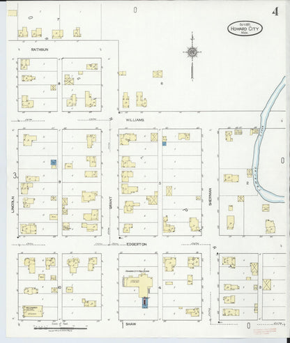 Sanborn Fire Insurance Map from Howard City, Montcalm County, Michigan (1921), Sheet #0004 - Complete Map Set gallery image, historic Sanborn map, vintage wall art, Michigan Michigan