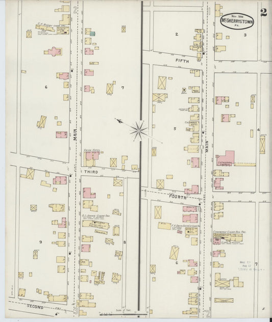 Sanborn Fire Insurance Map from McSherrystown, Adams County, Pennsylvania (1894), Sheet #0002 - Historic Sanborn Fire Insurance Map Print, vintage old map wall art, antique decor, genealogy gift, Pennsylvania Pennsylvania map