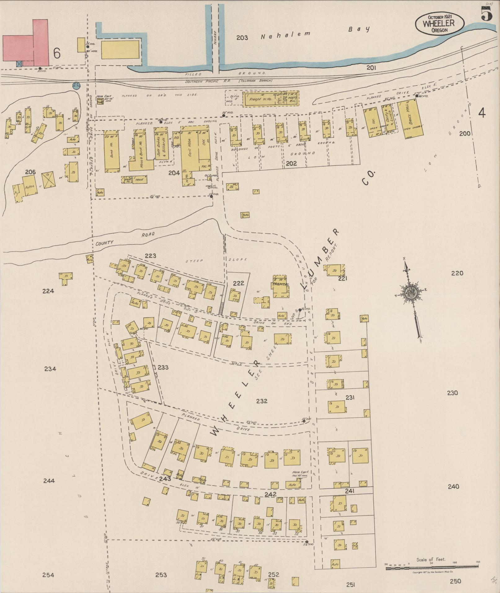 Sanborn Fire Insurance Map from Wheeler, Tillamook County, Oregon (1921), Sheet #0005 - Complete Map Set gallery image, historic Sanborn map, vintage wall art, Oregon Oregon