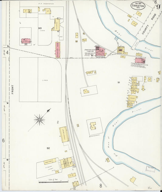 Sanborn Fire Insurance Map from Evanston, Uinta County, Wyoming (1907), Sheet #0009 - Historic Sanborn Fire Insurance Map Print, vintage old map wall art, antique decor, genealogy gift, Wyoming Wyoming map