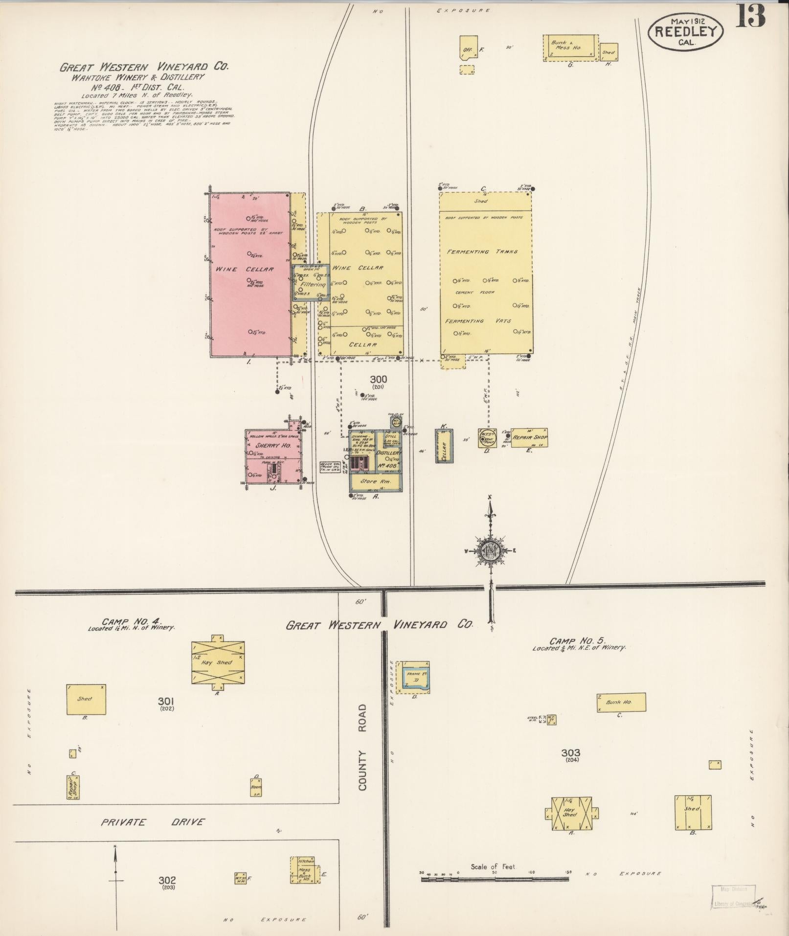 Sanborn Fire Insurance Map from Reedley, Fresno County, California (1912), Sheet #0013 - Complete Map Set gallery image, historic Sanborn map, vintage wall art, California California