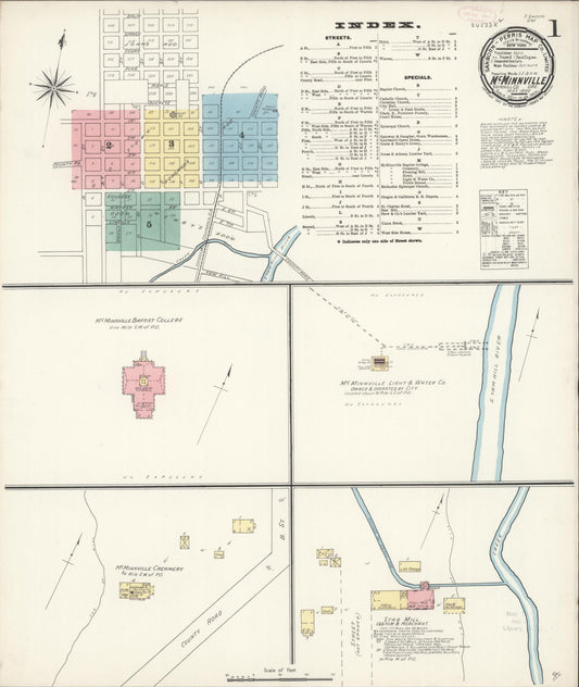 Sanborn Fire Insurance Map from McMinnville, Yamhill County, Oregon (1892), Sheet #0005 - Historic Sanborn Fire Insurance Map Print, vintage old map wall art, antique decor, genealogy gift, Oregon Oregon map