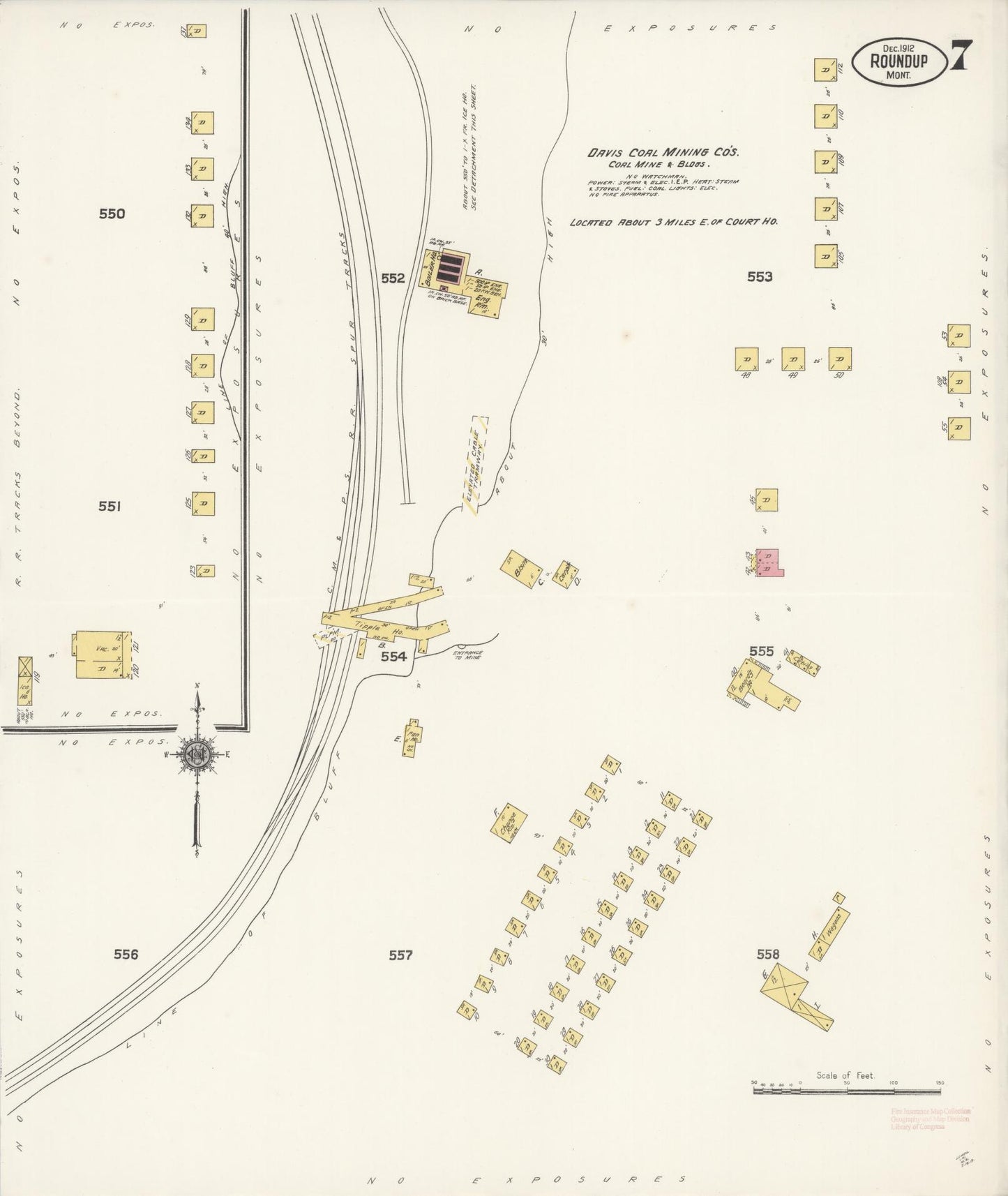 Sanborn Fire Insurance Map from Roundup, Musselshell County, Montana (1912), Sheet #0007 - Complete Map Set gallery image, historic Sanborn map, vintage wall art, Montana Montana