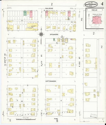 Sanborn Fire Insurance Map from Independence, Montgomery County, Kansas (1910), Sheet #0004 - Complete Map Set gallery image, historic Sanborn map, vintage wall art, Kansas Kansas