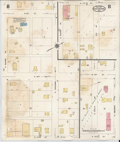 Sanborn Fire Insurance Map from Hartshorne, Pittsburg County, Oklahoma (1937), Sheet #0008 - Complete Map Set gallery image, historic Sanborn map, vintage wall art, Oklahoma Oklahoma