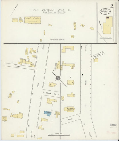 Sanborn Fire Insurance Map from Sheffield, Berkshire County, Massachusetts (1912), Sheet #0002 - Historic Sanborn Fire Insurance Map Print, vintage old map wall art, antique decor, genealogy gift, Massachusetts Massachusetts map