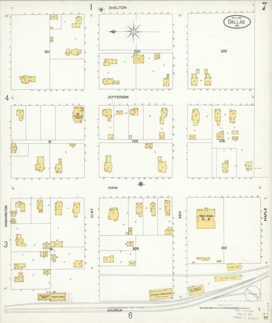 Sanborn Fire Insurance Map from Dallas, Polk County, Oregon (1902), Sheet #0007 - Historic Sanborn Fire Insurance Map Print, vintage old map wall art, antique decor, genealogy gift, Oregon Oregon map