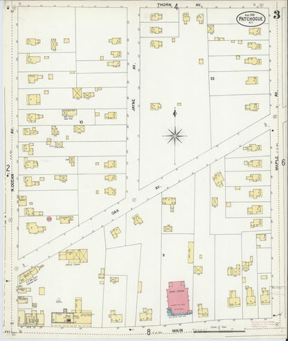 Sanborn Fire Insurance Map from Patchogue, Suffolk County, New York (1902), Sheet #0003 - Historic Sanborn Fire Insurance Map Print, vintage old map wall art, antique decor, genealogy gift, New York New York map