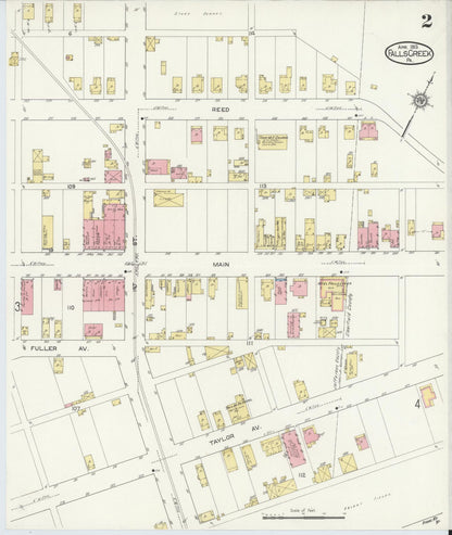 Sanborn Fire Insurance Map from Falls Creek, Jefferson And Clearfield Counties, Pennsylvania (1913), Sheet #0002 - Historic Sanborn Fire Insurance Map Print, vintage old map wall art, antique decor, genealogy gift, Pennsylvania Pennsylvania map