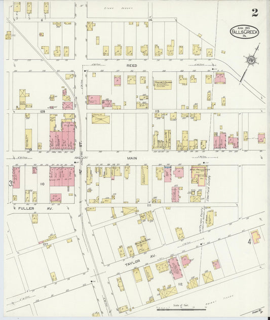 Sanborn Fire Insurance Map from Falls Creek, Jefferson And Clearfield Counties, Pennsylvania (1913), Sheet #0002 - Historic Sanborn Fire Insurance Map Print, vintage old map wall art, antique decor, genealogy gift, Pennsylvania Pennsylvania map