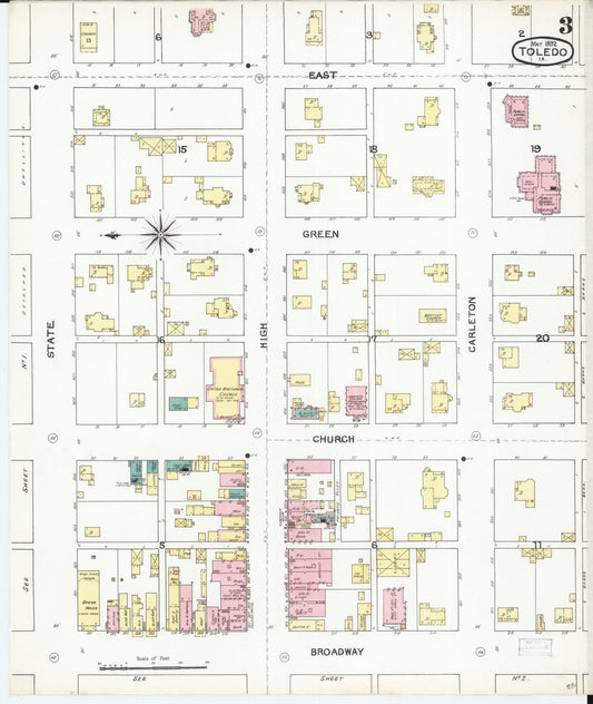 Sanborn Fire Insurance Map from Toledo, Tama County, Iowa (1892), Sheet #0003 - Historic Sanborn Fire Insurance Map Print, vintage old map wall art