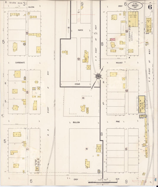 Sanborn Fire Insurance Map from Hailey, Blaine County, Idaho (1931), Sheet #0006 - Historic Sanborn Fire Insurance Map Print, vintage old map wall art, antique decor, genealogy gift, Idaho Idaho map