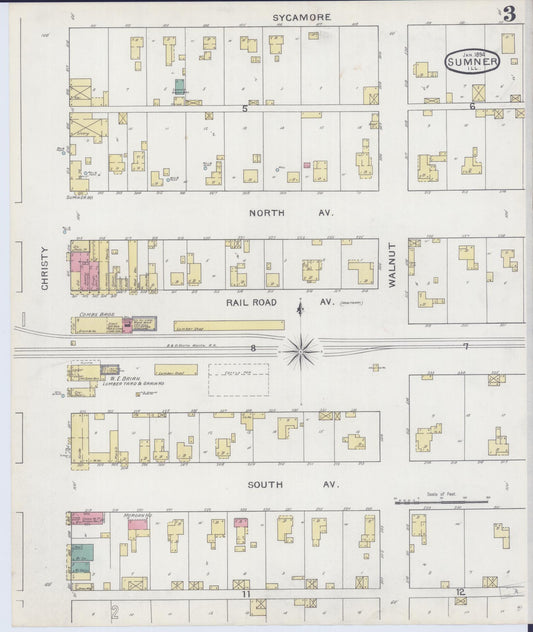Sanborn Fire Insurance Map from Sumner, Lawrence County, Illinois (1894), Sheet #0003 - Historic Sanborn Fire Insurance Map Print, vintage old map wall art, antique decor, genealogy gift, Illinois Illinois map
