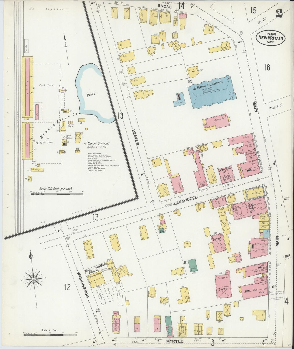 Sanborn Fire Insurance Map from New Britain, Hartford County, Connecticut (1901), Sheet #0002 - Complete Map Set gallery image, historic Sanborn map, vintage wall art, Connecticut Connecticut