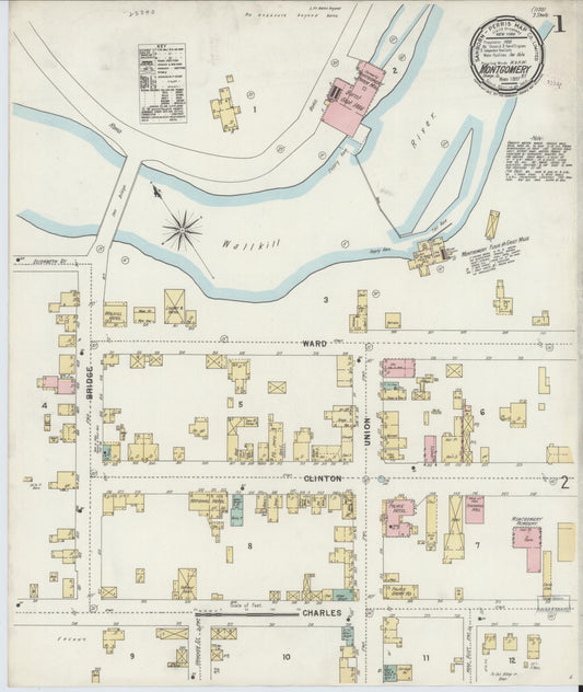 Sanborn Fire Insurance Map from Montgomery, Orange County, New York (1897), Sheet #0001 - Complete Map Set gallery image, historic Sanborn map, vintage wall art, New York New York