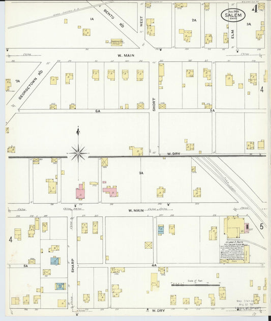 Sanborn Fire Insurance Map from Salem, Columbiana County, Ohio (1909), Sheet #0004 - Historic Sanborn Fire Insurance Map Print, vintage old map wall art, antique decor, genealogy gift, Ohio Ohio map