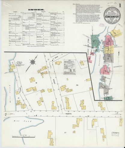 Sanborn Fire Insurance Map from Kennebunkport, York County, Maine (1911), Sheet #0001 - Complete Map Set gallery image, historic Sanborn map, vintage wall art, Maine Maine